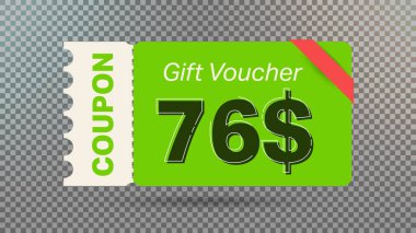 İnternet sitesi, internet reklamları, sosyal medya için yeşil 76 dolarlık indirim kuponu..