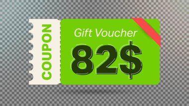 Web sitesi, internet reklamları, sosyal medya için yeşil 82 dolarlık indirim kuponu..