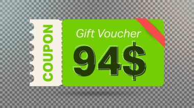 İnternet sitesi, internet reklamları, sosyal medya için yeşil 94 dolarlık indirim kuponu..