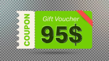 İnternet sitesi, internet reklamları, sosyal medya için yeşil 95 dolarlık indirim kuponu..