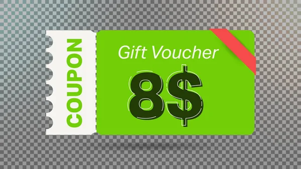 Green Dollar Discount Gift Voucher Coupon Website Internet Ads Social — Stock Vector