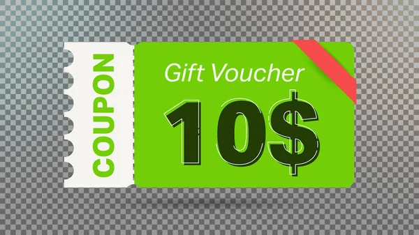 Vert Dollar Bon Réduction Coupon Cadeau Pour Site Web Annonces — Image vectorielle