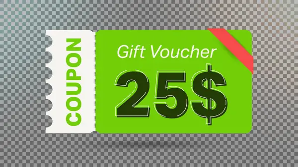 Vert Dollar Bon Réduction Coupon Cadeau Pour Site Web Annonces — Image vectorielle