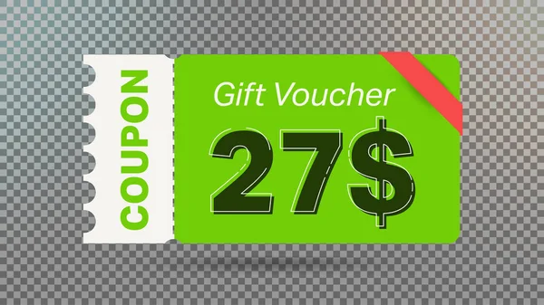 Vert Dollar Bon Réduction Coupon Cadeau Pour Site Web Annonces — Image vectorielle