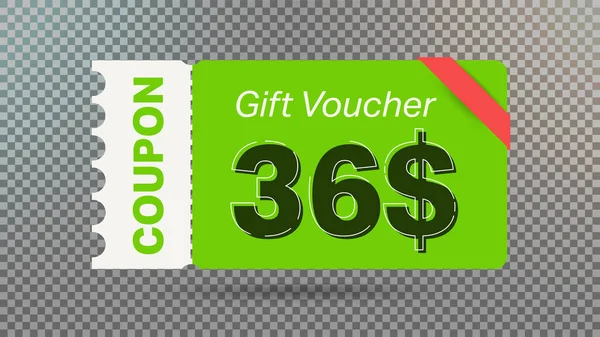 Vert Dollar Bon Réduction Coupon Cadeau Pour Site Web Annonces — Image vectorielle