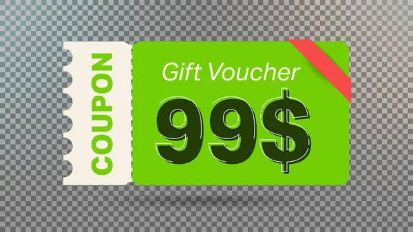 Vert Dollars Bon Réduction Coupon Cadeau Pour Site Web Annonces — Image vectorielle