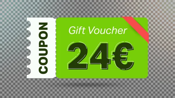 Verde Euro Cupom Voucher Presente Desconto Para Site Anúncios Internet — Vetor de Stock