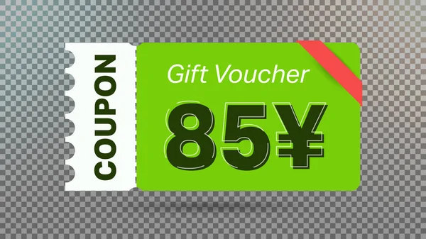 Bon Cadeau Vert Yen Coupon Réduction Pour Site Web Annonces — Image vectorielle