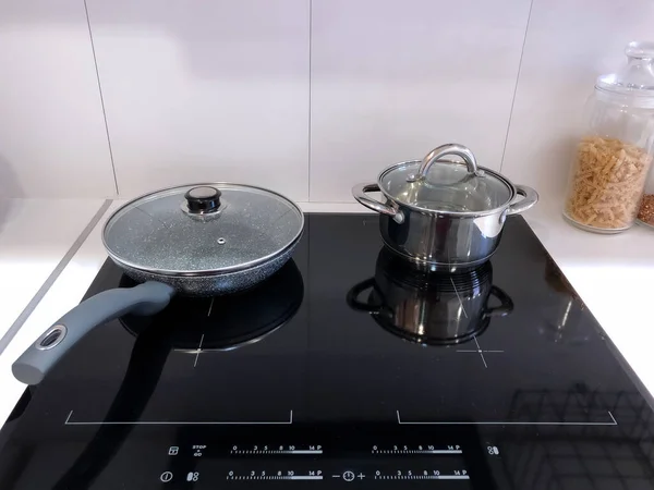 Kitchen stove in the home interior. Electric Kitchen Stove. Kitchen Design.