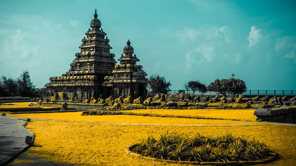 Pallavas tarafından inşa edilen kıyı tapınağı, Güney Hindistan 'ın Tamil Nadu kentindeki Mamallapuram veya Mahabalipuram' da bulunan UNESCO 'nun Dünya Mirası Alanıdır. Bu resim, Duvar kağıtları, Arkaplan, Dergi, Büyük Boyut Fotoğrafları, Ev Dekoratif Fotoğrafları ve Kitap Baskıları için en iyisidir.