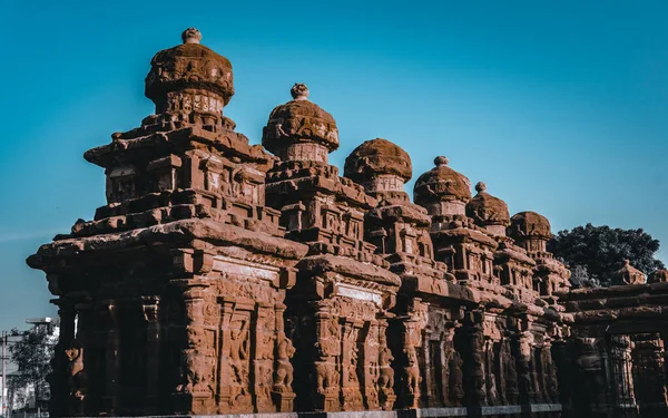 Όμορφη Αρχιτεκτονική Pallava Και Αποκλειστικά Γλυπτά Στο Ναό Kanchipuram Kailasanathar — Φωτογραφία Αρχείου