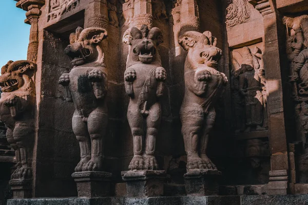 Güzel Pallava mimarisi ve Kanchipuram Kailasanathar tapınağındaki seçkin heykeller, Kanchipuram 'daki en eski Hindu tapınağı, Tamil Nadu - Güney Hindistan' daki en iyi arkeolojik alanlardan biri. Bu Görüntü Duvar Kağıdı ve Dergi İçin En İyisidir