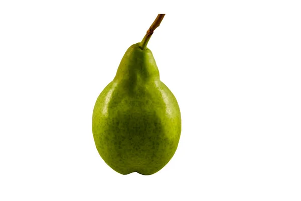 Primo piano di pera verde su sfondo bianco — Foto Stock