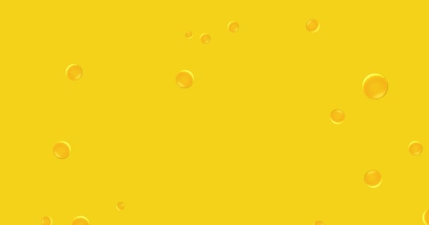 Yellow bubbles soar over golden background, bubbles of beer yellow background. — Stock Video