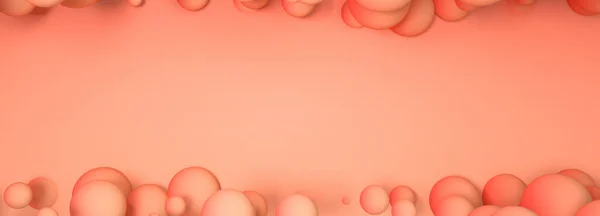 Dinamik 3 boyutlu kürelerle soyut şeftali arkaplanı. Pembe arka planda pembe ve şeftali topları.