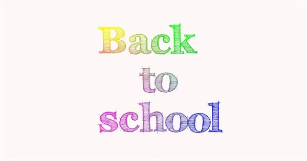 Back to school text animation. multicolored text on a white background. — Stock Photo, Image