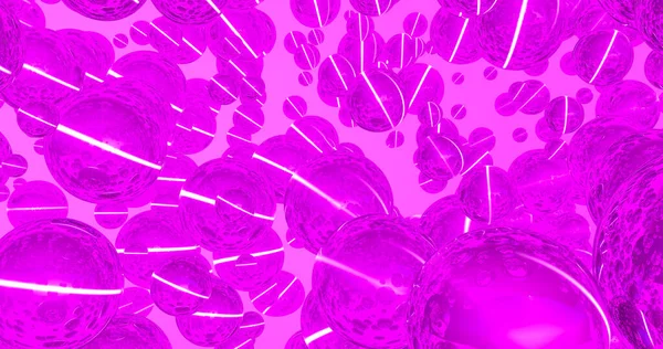Streszczenie różowe tło z dynamicznymi sferami 3d. kule koloru fuksji na różowym tle. — Zdjęcie stockowe