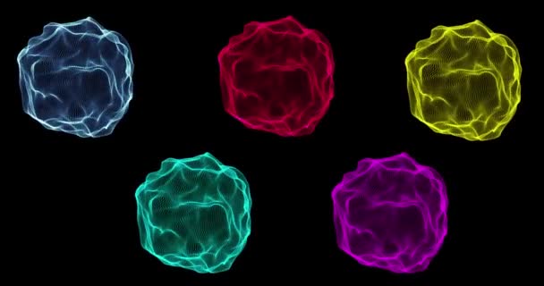 Sfondo Astratto Sfera Tecnologia Fatta Linee Animate Punti Particelle Hud — Video Stock