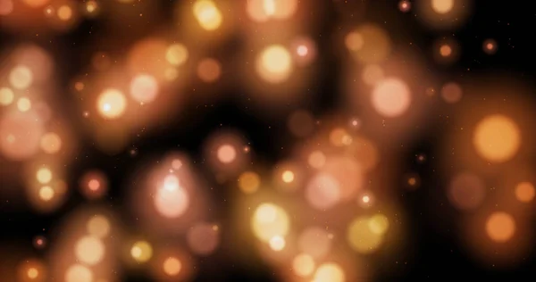 摘要金黄色背景的发光发亮的运动模糊的假颗粒 在黑色背景上闪耀 闪烁着火花的圣诞图案 — 图库照片