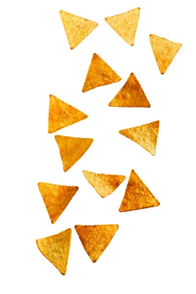 Nachos Mais Chips Isoliert Vor Weißem Hintergrund — Stockfoto