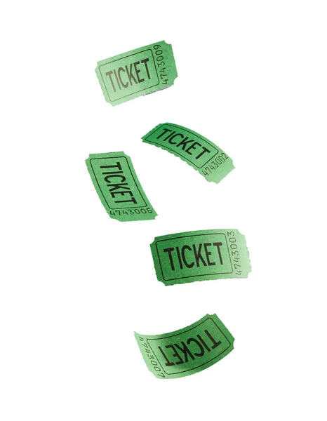 Biglietti Aerei Verdi Isolati Sfondo Bianco — Foto Stock