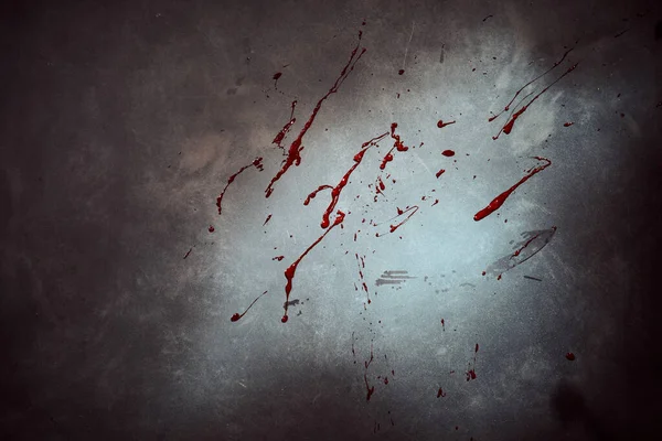 Blood Splatter Cement Wall Floor Crime Scene Heavy Vignetting Highlighted — Stock Photo, Image