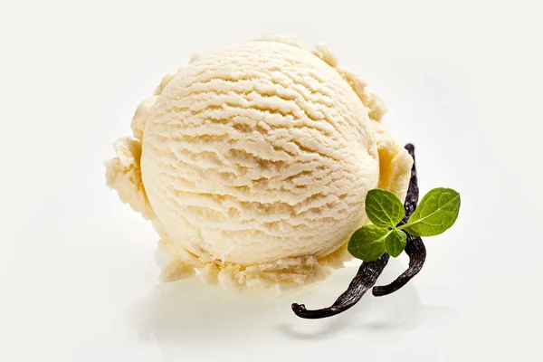 High Angle Still Life Single Scoop Vanilla Ice Cream Fehér — Stock Fotó