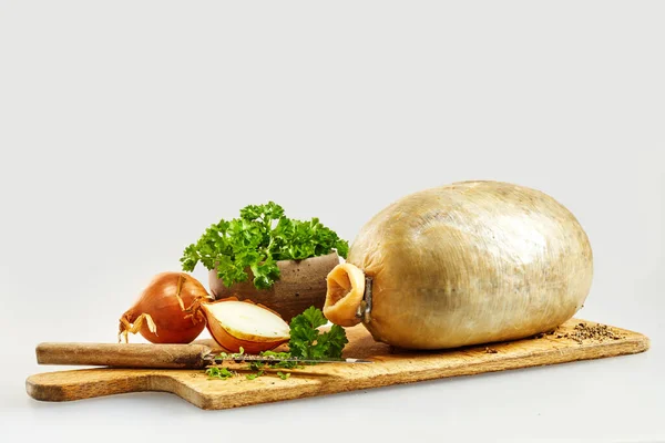 Zubereitung Eines Traditionellen Schottischen Haggis Mit Schafsmagen Gefüllt Mit Hackfleisch — Stockfoto