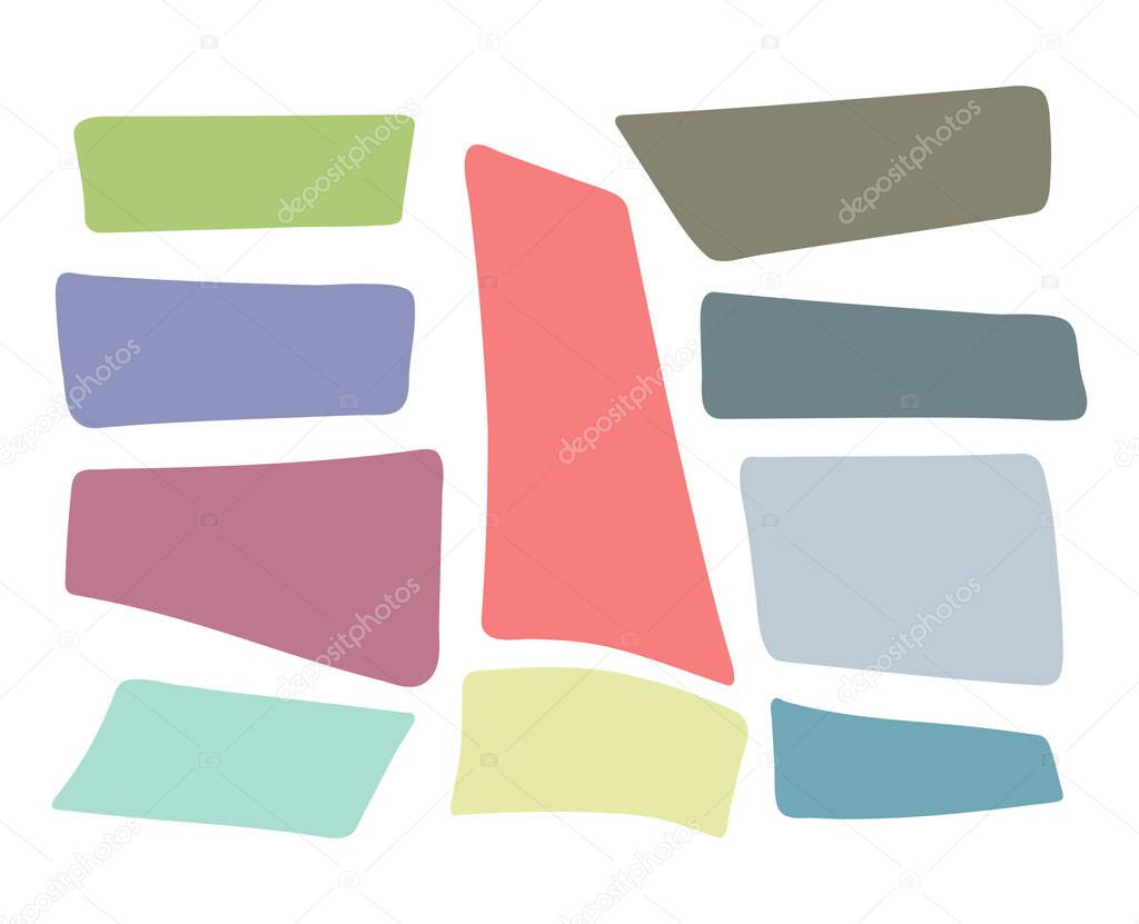 Random Abstract Organic Rectangle Shape Graphic Drawings for Background and Pattern Design. Isolated Vector Shape Illustrations.