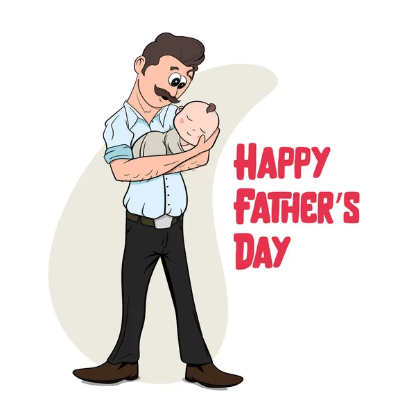 Happy Vatertag Vektorgrafik Kinder Spielen Mit Dem Vater Vater Verkleidet — Stockvektor