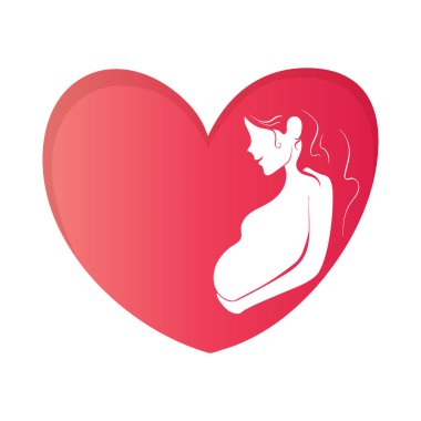 Anneler Günü Vektör İllüstrasyonu Kalbin içinde Minimum Beyaz Alan Anne 'nin Çocuğuna Sevgisi ve Bakımı.