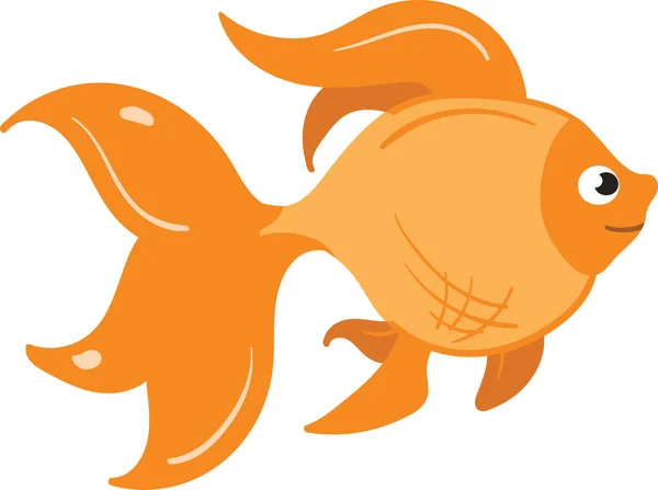 水中かわいい子供の本や子供の架空のキャラクターのための愛らしい魚 アニメ手描き漫画イラスト魚と海の生き物のドローイング 指目水生世界海洋生物サンゴ海藻 — ストックベクタ