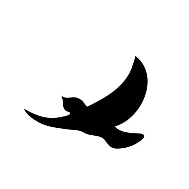 Beyaz Arkaplan 'a Karşı Siyah Kuş Silueti. Gökyüzü Yok. Siyah ve Beyaz. 