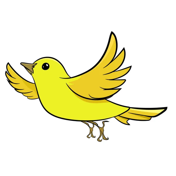 Yellow Sparrow Flying in Air. Cute Yellow Bird. Birds from Different parts of World. Common Birds. Bird Icon Vector Illustrations Isolated Doodle on White Background. Colorful Birds Set