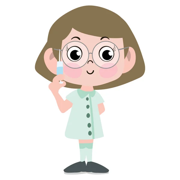 Çizgi film tarzında şirin ve sevimli bir çocuk karakteri. Anaokulu Anaokulu Çocuğu Profesyonel Hemşire gibi giyinmiş. Küçük kız elinde şırınga tutuyor. Hayalimdeki iş. Büyük Hayaller. Yaşam Hedefleri.