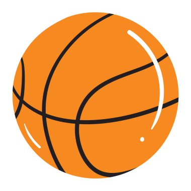 Basketbol Vektörü, Beyaz Arkaplanda tecrit edildi. Çocuk Kitabı Çizim Grafikleri. Spor Vektörü Grafikleri.