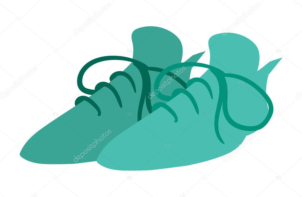 Blue Shoes Vector Isolated on White Background. Children Book Illustration Graphics. Apparel Design Vector Graphics.
