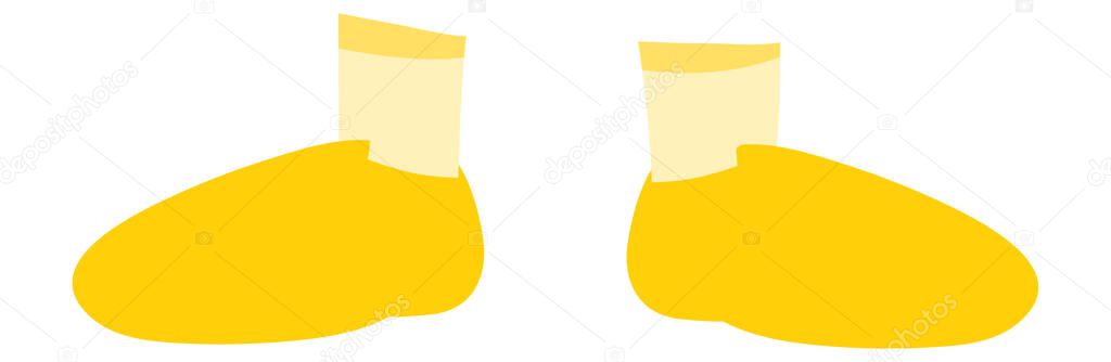 Yellow Shoes with Socks Vector Isolated on White Background. Children Book Illustration Graphics. Apparel Design Vector Graphics.