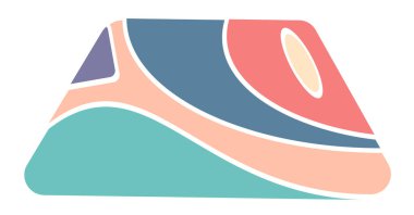 Soyut trapezoid şekilli rastgele renkli lekeler. Yuvarlak köşeli renkli organik leke. Sıvı sıvı çakıl taşı silueti damlası Mürekkep lekesi düzensiz şekil pürüzsüz basit yuvarlak kenarlar.