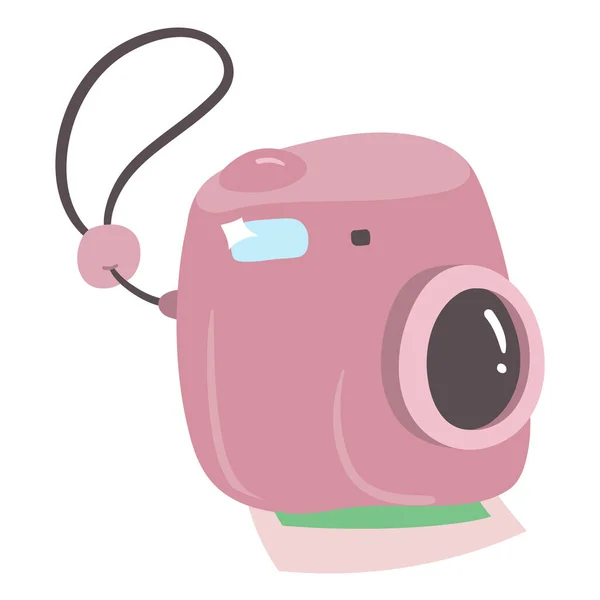 Χαριτωμένη Φωτογραφική Μηχανή Polaroid Ροζ Χρώμα Άμεση Εκτύπωση Εικόνας Από — Διανυσματικό Αρχείο