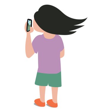 Kız elinde akıllı telefonuyla dünyayı gezip doğanın resimlerini çekiyor. Seyahat Fotoğrafları, Cep Telefonu ile Doğa Fotoğrafları.