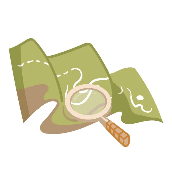 Yeşil Şehir Manzarası haritası ve bej bir büyüteç. Korsanlar ve Kaçakçılar için Hazine Haritası.