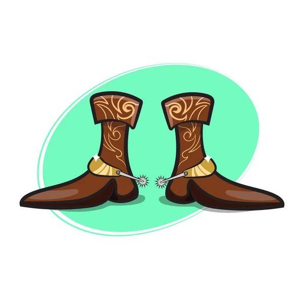 Leather Cowboy Boots Spurs Wild Western Texas Country Graphic Elements — Stock Vector