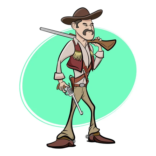 Egy Három Vagány Cowboyból Álló Fegyverkészlet Vadnyugat Texasi Ország Grafikai — Stock Vector