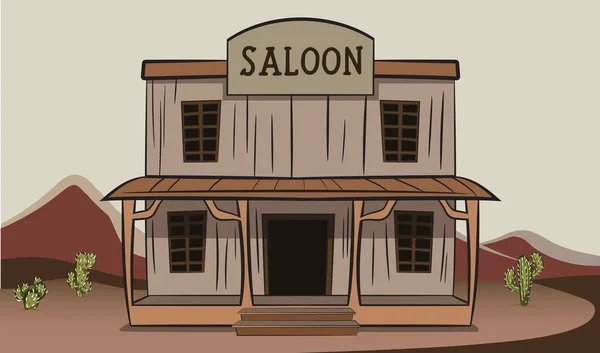 Old Vintage Style Saloon Middle Wild Western Desert Texas Tshirt — Stock Vector