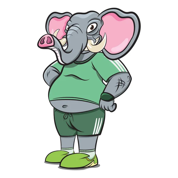 Zwierzęta Antropomorficzne Słoń Noszący Ludzkie Ubrania Biegania Cool Elephant Character — Wektor stockowy
