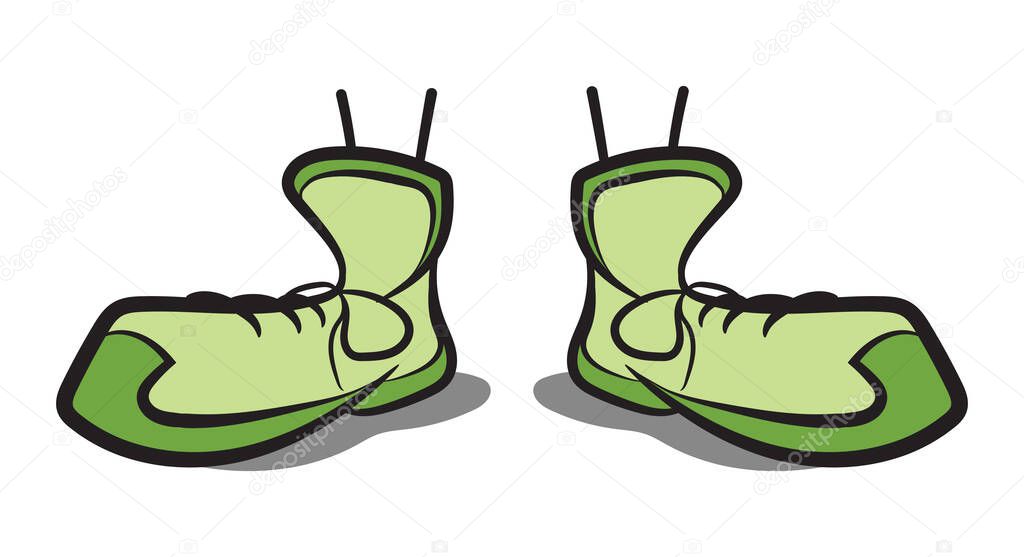 Shoes with Line Drawing Legs Vector Isolated on White Background. Apparel Design Vector Graphics. Cool Shoes Fashion Summer Colorful Loafers and Slippers.