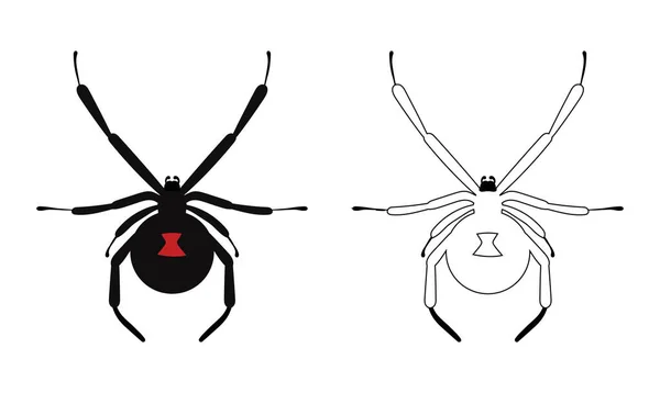 Black Widow Poisonous Spider Vector Illustration Halloween Clipart — Stock Vector