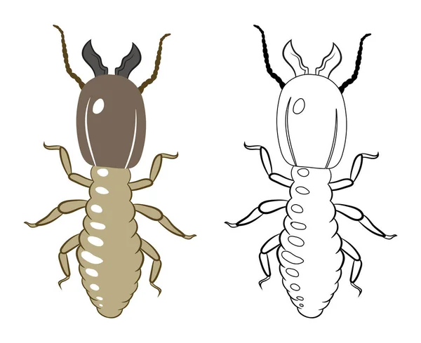 Termit Vector Clipart Hmyzí Červi Škůdci Mouchy Izolované — Stockový vektor