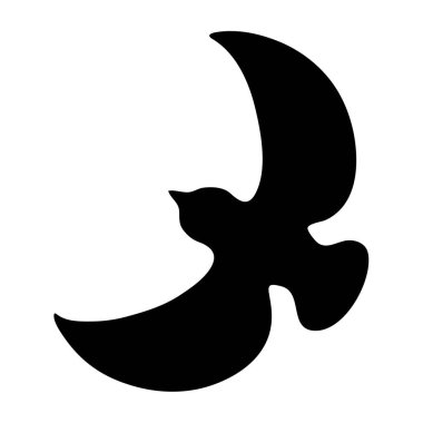 Siyah Kuş Silueti Beyaz Arkaplan 'a Karşı Gökyüzü Yok. Boş Vektör